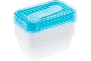 keeeper Set da 5 Contenitori per Alimenti, 5 x 500 ml, 15,5 x 10,5 x 6 cm, Fredo Fresh, Blu trasparente