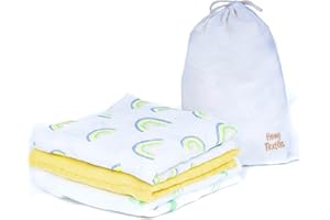 Homy Textiles Lot de 3 Chiffons en Mousseline pour bébé Unisexe pour Nouveau-né Doux, Respirant et Absorbant - Carrés en Mousseline de Coton Pur - Idéal pour bébé, Gant de Toilette et Bavoir 80x80cm