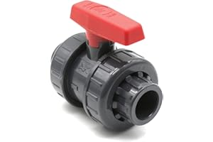 DOJA Barcelona | Vanne PVC 63 | Robinet Double Union à Coller | Ø 63mm * PN 10 | Vanne Sphere Plastique PVC | pour Bassine Plastique, Raccord Tuyau d'Arrosage, Pompe Piscine, Colle PVC Plomberie...