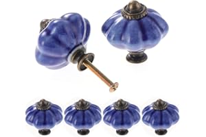 TsunNee 6 szt. ceramicznych gałek do szafek, eleganckie gałki do szuflad, antyczne uchwyty do szafek kuchennych, okrągłe gałki do drzwi mebli, niebieskie