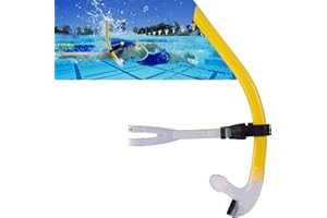 FOCEVI swim snorkel for lap swimming,adult swimmers snorkeling gear for swimming snorkel training in pool and Open Water,Center Mount Comfortable Silicone Mouthpiece One-Way Purge Valve