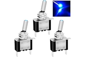Taiss/3Pcs Rocker Toggle Switch 12V 20A Heavy Duty Racing Car Automative Auto SPST ON/OFF Toggle Switch Blue LED Illuminated 3Pin ASW-07DBU