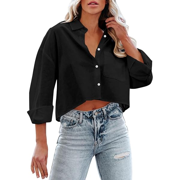 Urban Classics Damen Oversized Bluse – Cropped, Langärmlig, Aus Popeline