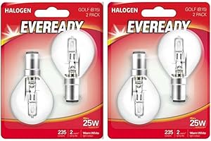 YIFENG 4 Pack Golf Ball/Mini Gobe B15d G45 / P45 ECO Halogen Dimmable Energy Saver Light Bulbs B15 SBC Small Bayonet Cap 240V 18W = 25W