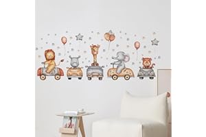 ICELSA Pegatinas de Pared Safari Animales Tren Pegatinas Pared Decorativas Infantiles Adhesivos Pared Decorativos Animales de la Jungla Elefante Jirafa Pared Habitación Infantiles Niños