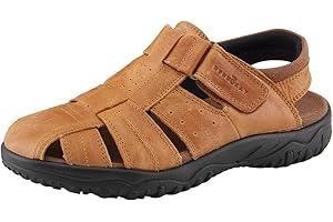 MGGMOKAY Sandales Homme Sandales de Randonnée Sandales en Cuir pour Hommes Hommes Sandales d'été Bout fermé