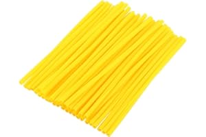 DELAMAN 36Pcs 17cm/24cm Couvres Rayons Plastique de Motocycle Vélo - Universel Multi-couleur Protecteur anti-saleté Décoration pour Motocross Bicyclette (Color : Yellow-24 cm)