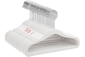 Mangokit Perchas de Terciopelo para bebé, 50 Unidades, Antideslizantes, para niños, ahorran Espacio, Perchas Rosas para bebés, Uso Diario (28 cm, Blanco)
