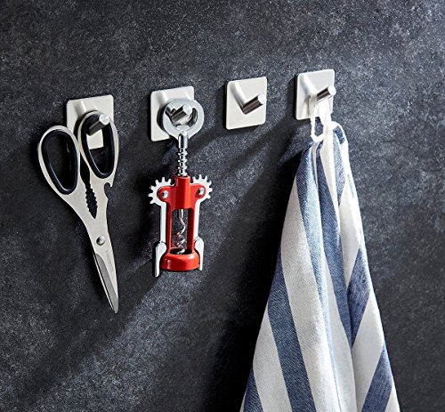 4 Stk. Selbstklebend Handtuchhaken, Aikzik® Bademantelhaken Haken Wandhaken Edelstahl rostfrei Bad und Küche Handtuchhalter Kleiderhaken Ohne Bohren Klebehalter 4 Stk. Selbstklebend Handtuchhaken, Aikzik® Bademantelhaken Haken Wandhaken Edelstahl rostfrei Bad und Küche Handtuchhalter Kleiderhaken Ohne Bohren Klebehalter