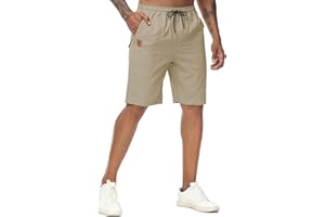 YuKaiChen Men's Shorts Classic Fit Twill Summers Casual Shorts with Zip Pockets
