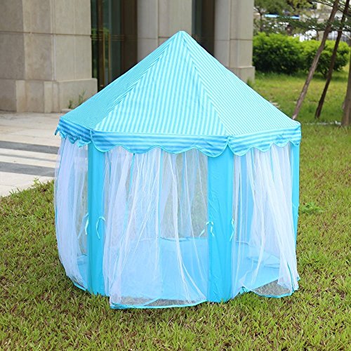 Outdoor Indoor Princess Castle Play Tents,Shayson Large Playhouse Kids For Festival Fairy Princess Castle Tent, Newest Design, Extra Large Room (Blue Tent)