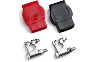 LotFancy 1 Coppia Morsetti Connettori di Batteria, Spec Militare Kit Terminale di Batteria per Barche, Camper, Ciascuno, Imbarcazioni Con Coperchio (Positivo e Negativo)