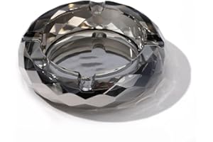 CDXHOME Cenicero de Cristal Elegante, Soporte para Cigarrillos Dorado, Decoración de Mesa para Hogar y Oficina (Gris, 4.7 Pulgadas)