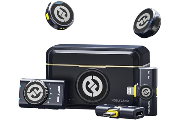 Hollyland Lark M2 Combo Micrófono Inalámbrico (2TX+3RX) para Cámara, iPhone, Android, PC, 300m, 48kHz/24 bit, Hi-Fi Audio, ENC Anti-rumore, 40 Horas, Microfono de Solapa per Livestream, Vlog - Negro