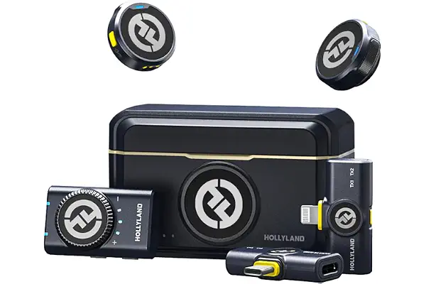 Hollyland Lark M2 Combo Micrófono Inalámbrico (2TX+3RX) para Cámara, iPhone, Android, PC, 300m, 48kHz/24 bit, Hi-Fi Audio, ENC Anti-rumore, 40 Horas, Microfono de Solapa per Livestream, Vlog - Negro