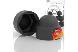 ‎PD PD® Sechskant Schutzkappen M12 (Schlüsselweite 19) - Abdeckkappen für Schrauben Schwarz aus Kunststoff - Langlebige Abdeckkappen für Muttern & Schraubenkopf - Schraubenabdeckung Schwarz - 10 Stück