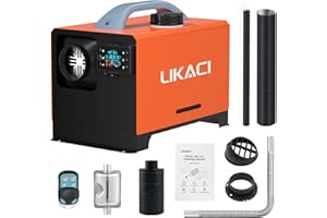LIKACI Dieselheizung All-in-One 5KW-8KW 12V/24V Diesel-Luft-Auto-Standheizung Schnelles Aufheizen mit verbessertem LCD-Schalterdisplay und Fernbedienung für Wohnmobil, Garage, Autoanhänger, Orange