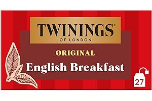 Twinings - Thé noir Original English Breakfast - Aromatisé à la Bergamote - 27 Sachets - Intense et Délicat
