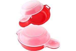 Bujingyun Sets Mikrowellen-Eierkocher, 1-Minuten-Schnell-Ei-Hamburger-Omelett-Maker, Küchenkochwerkzeug, rot und transparent