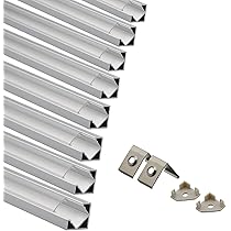 Profilo Angolare Alluminio 45° Per Strisce LED - 5 Pezzi Da 1m Con Copertura Trasparente - Foto 3