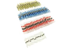 50PCS Joint de Soudure Connecteur de Fil, Sopoby Thermorétractables Souder Bout à Bout Seal Electriques Isolés Etanche Marine Automobile Cuivre (23Red 12Bleu 10Blanc 5Jaunes)