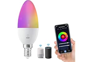 Wiby Lampadina a Oliva Smart Wi-Fi E14 5,5W 400lm RGB + CCT 2700-6500K Dimmerabile, Compatibile con Alexa & Google Home, App Tuya/Smart Life, 1 unità