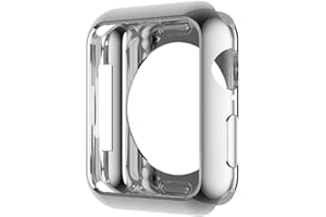 HANKN Case for Apple Watch Series 9 8 7 45mm Series 6 5 4 Se 44mm Case, Soft TPU Plated Cover Scratch-Proof Smartwatch Protector Bumper for Iwatch [No Front Screen Protector] (Silver)