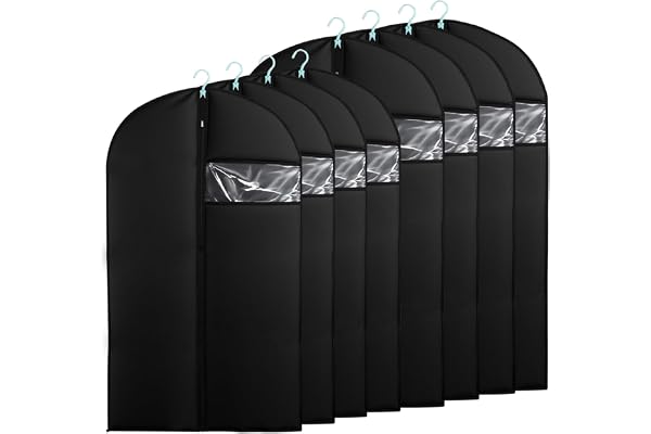 CHIHEUNG 8 stycken klädpåse med dragkedja, svart, 5-pack, 60 x 100 cm och 3-pack, 60 x 120 cm, genomskinliga klädfodral av polyester för kostymer, rockar och klänningar