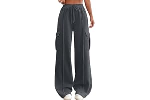 HSUAYEUD Women's Wide Leg Sweatpants 2024 High Waisted Baggy Ausgestellte Hose Kordelzug Athletische Jogger Elastische Erhöhte aktive Hose