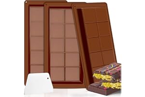 KutaKuta 3 Stück Schokoladenform Silikon Tief Schokoladentafel Form Silikonform mit Spachtel, Extra Tief Schokolade Form für Schokolade Praline Süßigkeiten Chocolate Mold Tea Spoon
