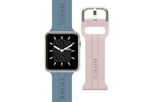 Breil EW0669 Smartwatch SBT-X, con Doppio Cinturino Intercambiabile in Silicone Blue Avio e Pink con Pattern Tribe, Cassa Nera, Connettività Bluetooth, Chiusura ad Ardiglione