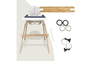 Cove Baby Bamboo Highchair Footrest, Adjustable Non-Slip Baby Highchair Accessories with O-Rings and Support Clips, Bamboo Wooden Footrest Compatible with IKEA Antilop Highchair