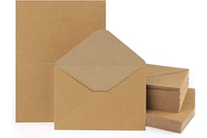 ‎MOCRAFT Mocraft 60Sets Kraftpapier Karten mit Briefumschläge Natur-Braun Umschläge Falt-Karten Klappkarten Kuverts für Geschenk Grußkarten Einladung