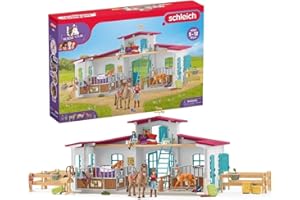 schleich HORSE CLUB | Reiterhof 42567 | Pferdestall mit Hannah, Lisa, 3 Pferden und viel Zubehör | tolles Geschenk für Mädchen und Jungen | Pferde Spielzeug für Kinder ab 5 Jahren | Set aus 115 Teilen