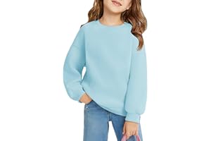 Haloumoning Sweatshirt Mädchen Rundhals Oversized Pullover Kinder Leichtgewicht Sport Langarmshirt Einfarbig Basic Langarm Tops 5-14 Jahre