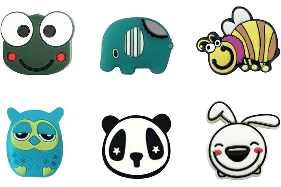 Fozkiery Tennis Racket Vibration Dampeners, Tennis Racket Shock Absorber, Colorful Tennis Accessories (6 pcs Cute Animal Pattern)