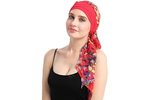 FocusCare chemo turban nakrycie głowy dla kobiet po chemioterapii chorych na raka, Red Floral, jeden rozmiar