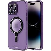 Youngkit Iphone 14 Pro i&ccedil;in kılıf Magsafe ile Uyumlu Jane Sand Serisi Kapak; Derin Mor