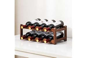 Glsety 8 Bottle Wooden Wine Rack,2 Tier Free Standing Wine Storage Holder,Retro Minimalist Style Home Decorations Wine Display Shelves for Cabinet,Cupboard,Countertop