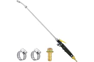 VANPET Sprayer Wand,Adjustable Universal Sprayer with 3/8" Brass Barb, Stainless Steel Replacement Sprayer Wand with Shut off Valve (3/8" Barb Sprayer Wand)