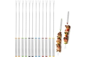 FOGBUSH Tenedor de Fondue de Acero Inoxidable, Juego de 12 Tenedores de Fondue de Acero Inoxidable, Cubiertos de Fondue Para Fondue de Barbacoa de Camping