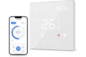 MIUCDA Smart Thermostat für Boiler und Wasser Fußbodenheizungen, WiFi Heizungsthermostat Digital Raumthermostat Sprachfehl Fernsteuerung Wandthermostat Kompatibel mit Alexa, Google Home, Tuya, 3A Weiß