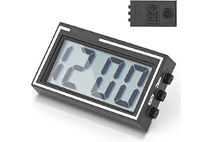 Zerone Kleine Digitale Auto-Armaturenbrett-Uhr für Autos, LCD-Bildschirm, Zeit- und Datumsanzeige, zum Aufkleben, Digitale Uhr mit Halterung