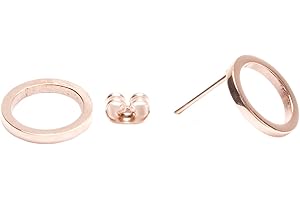 Happiness Boutique Femmes Clous d’Oreilles Ouverts en Or Rose | Petites Boucles d’Oreilles Rondes Minimalistes Bijou en Titane