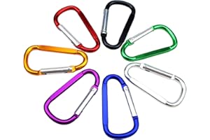 Syolee 7 Pcs Large Carabiner D Ring Clip Hook Durable Keychain Camping Accessories for Outdoor, Fishing, Hiking, Traveling