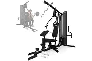 Physionics® Kraftstation - Hantelscheiben 66 kg, Verstellbar, Latzug, Butterfly, Beincurl, Armcurl - Fitnessstation, Multistation, Trainingsstation, Multifunktion Hantelbank, Homegym, Multi-Gym
