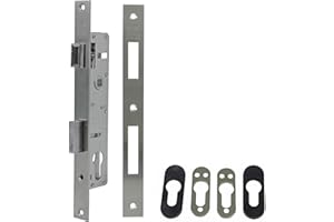 Amig - Cerradura de Embutir para Carpintería Metálica Mod. 720E - 29 x 6 x 2,5 cm - Para Cilindro Europerfil de Leva de 15 mm - Picaporte Reversible - Acero Inoxidable