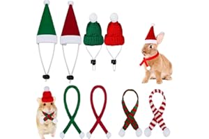 LITTLE BEAN 8 Pcs Christmas Small Animal Costume Hat Scarf Set Guinea Pig Santa Hat for Rabbit Hamster Ferrets Chinchilla Hedgehog Small Pet Xmas Clothes Accessories (8pcs Xmas)