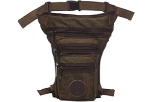 Xieben Canvas Thigh Drop Leg Bag for Men Tactical Military Motorcycle Rider Multi-pocket Waist Fanny Pack Mens Travel Hiking Climbing Cycling Outdoors Coffee
