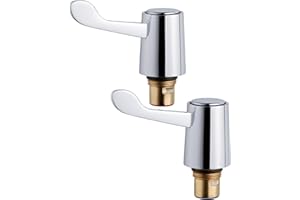 Excel Home Basin Sink Tap Lever Head Conversion Kit - Chrome Plated Hot & Cold Tap Revivers Kit 1/2” Lever Head - Heavy Duty Brass Cartridge